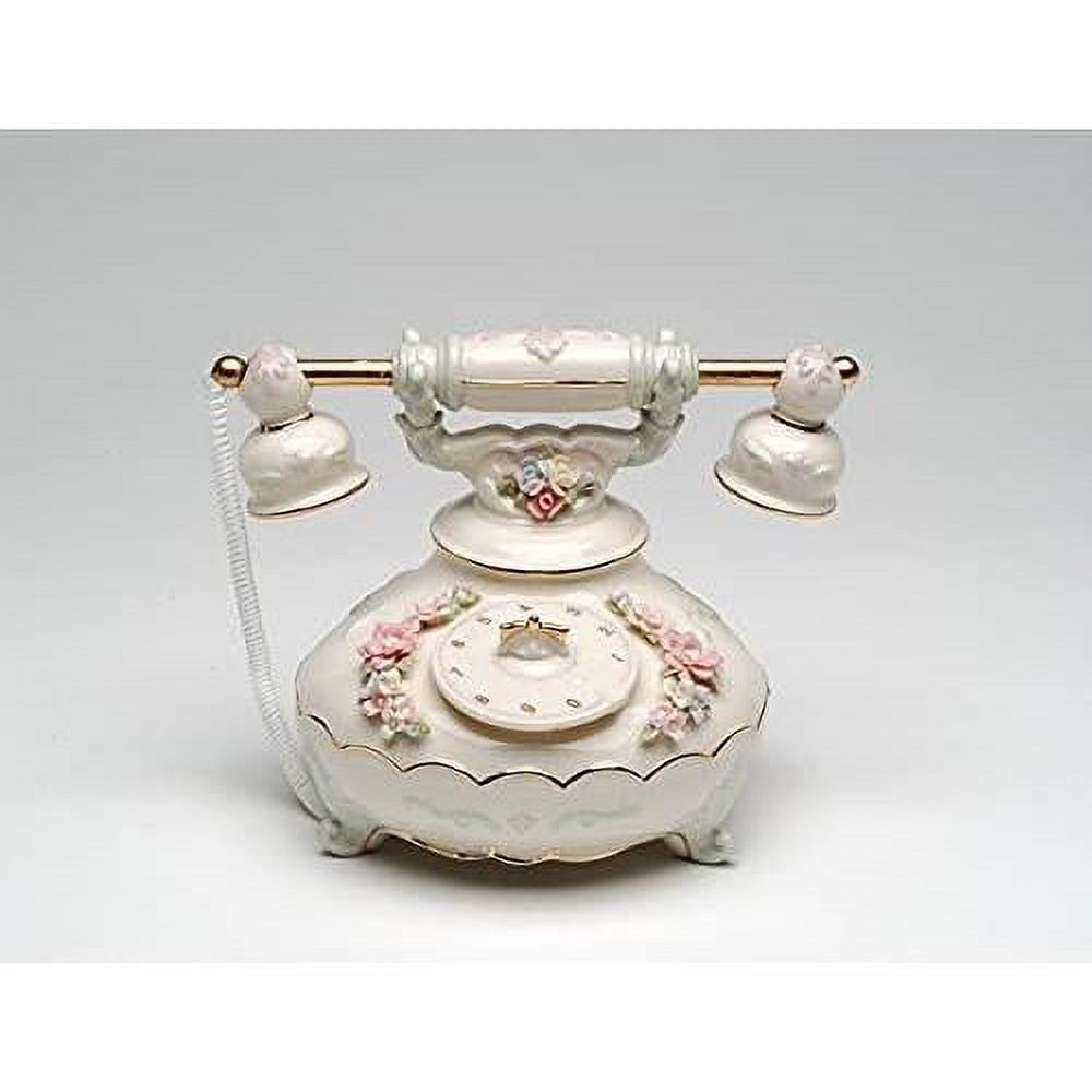 Fine Porcelain Musical Figurine Telephone Music Box, 6-1/4" L V745