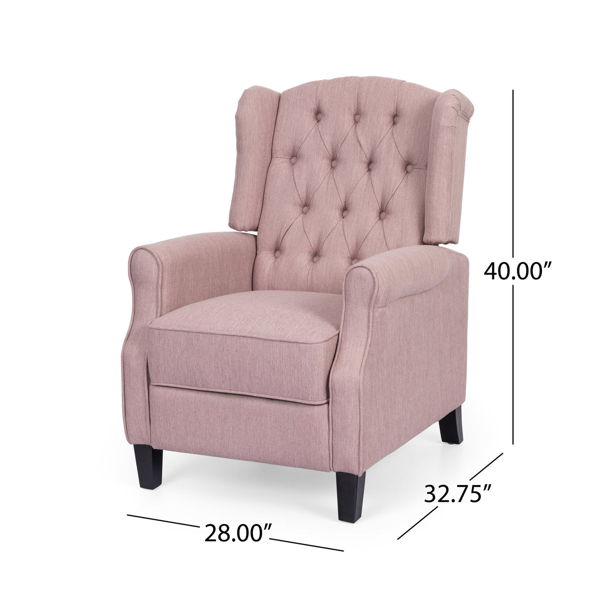 Light Blush Tufted Fabric Push Back Recliner A623741