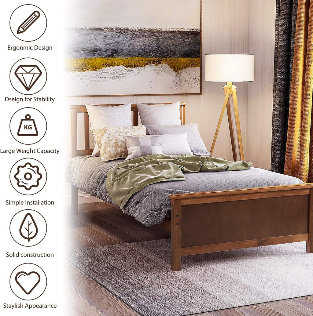 Wood Platform Bed Frame with Headboard and Footboard D564280