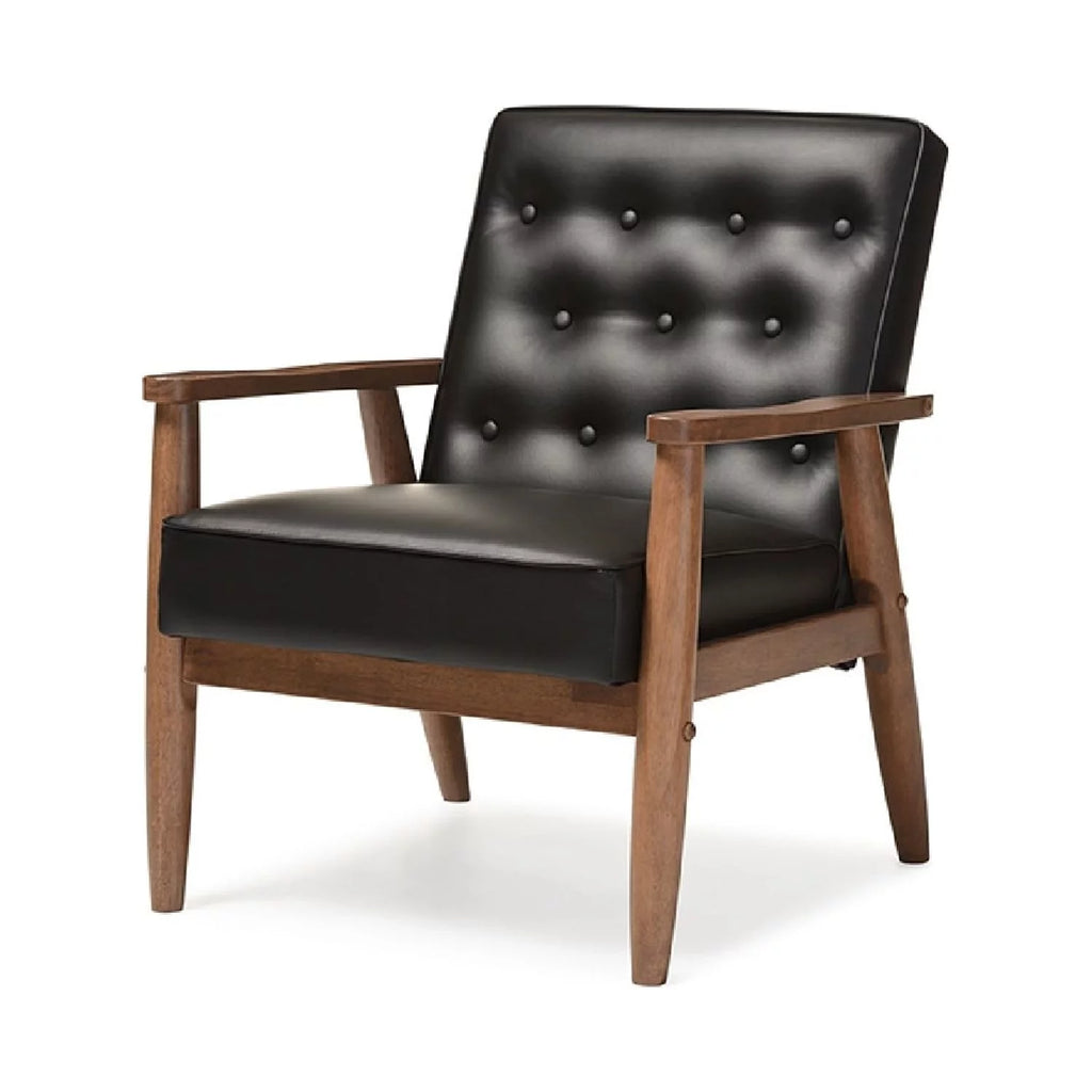 Black Faux Leather Upholstered Wooden Lounge Chair M176971