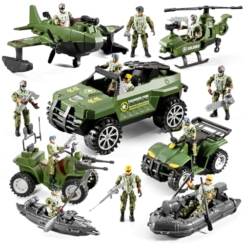 78-in-1 Army Men Toys Set with Military Truck Helicopter Kayak Boat Motorcycle Action Figures V264