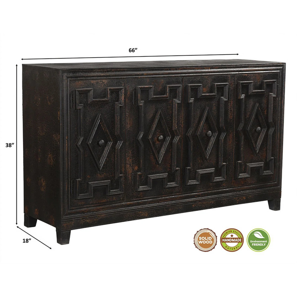 Black 4-door Solid Wood Sideboard G1289