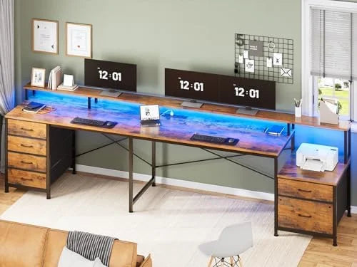 L Shaped Desk with 6 Drawer and File Cabinet L28209