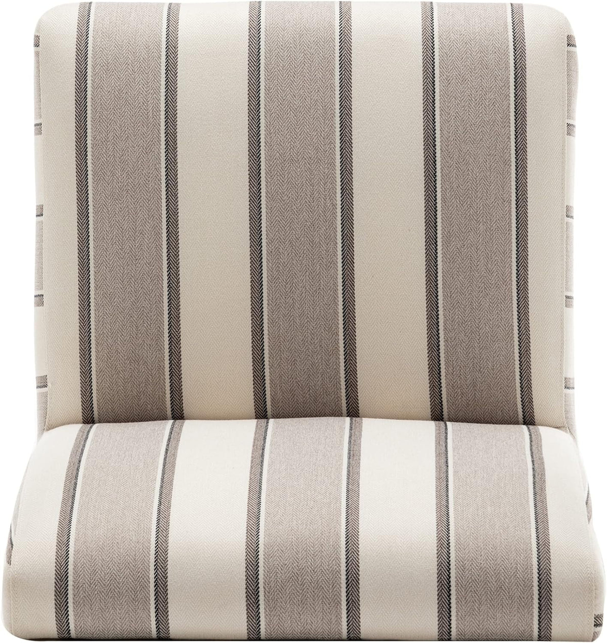 Brown And White Stripe Fabric Armless Accent Chair With Wood Legs Z20735