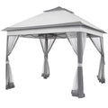 11x11 FT Pop-Up Gazebo with 4 Mesh Sidewalls, Light Gray F874