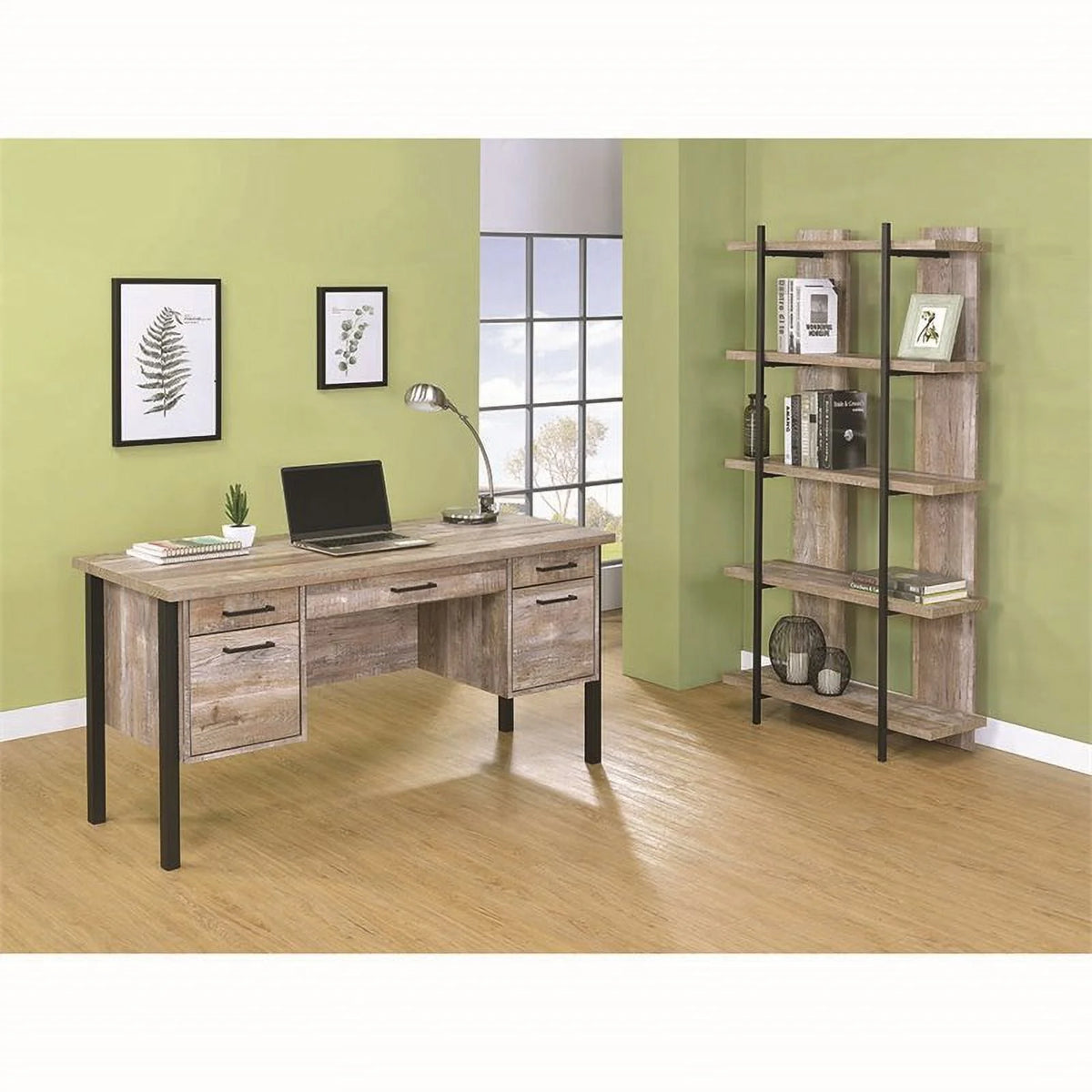 4-drawer Weathered Oak Office Desk B3511