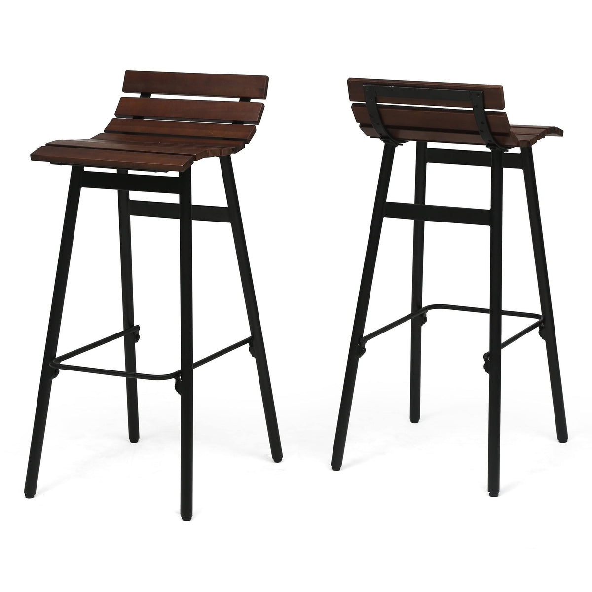 Set of 2 Wooden Barstool Dark Brown F97846