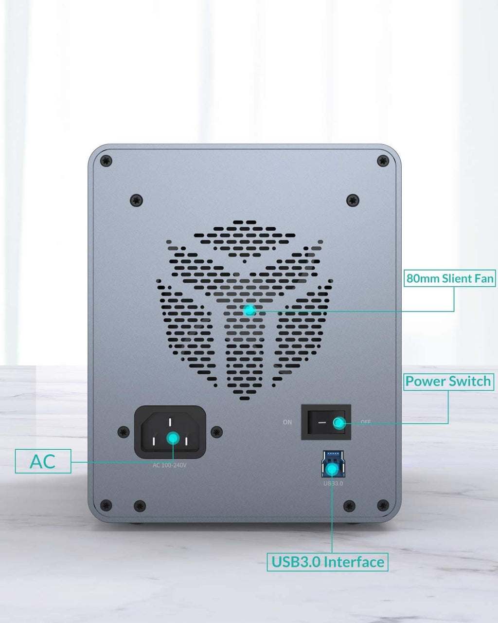 4 Bay Hard Drive Enclosure Aluminum Alloy USB3.0 to SATA3.0 External HDD SSD Storage Enclosure X7312