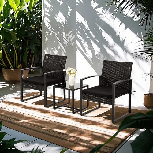 3 Pieces Rattan Patio Furniture Set with Coffee Table R2497