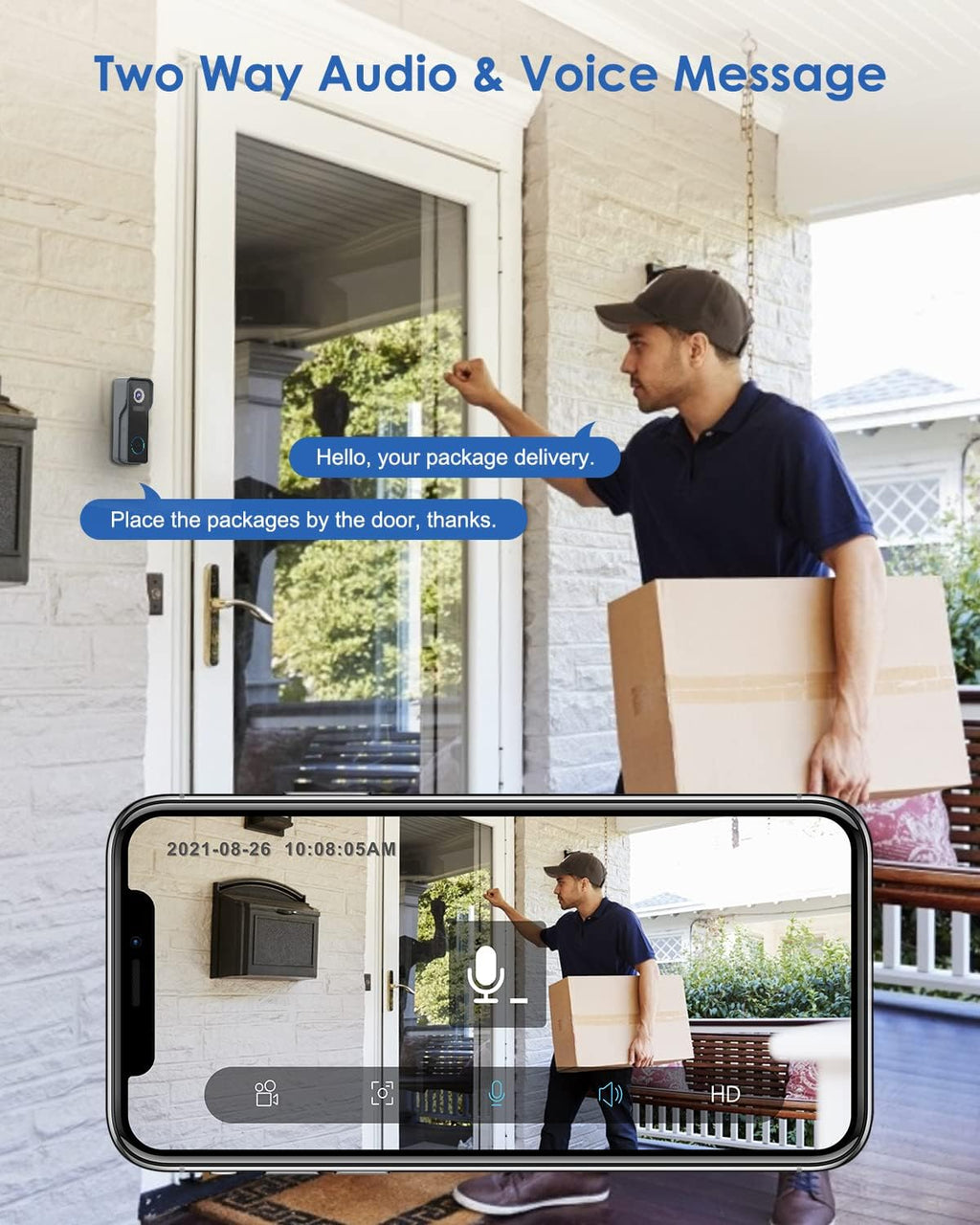 1080P HD Wireless Video Doorbell Camera with Chime W240
