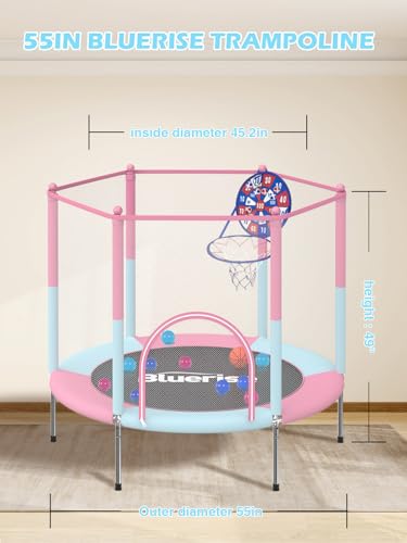 6FT Toddler Trampoline with Basketball Hoop and Enclosure Net G2912
