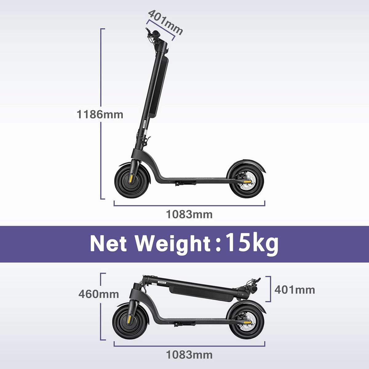 Electric Kick Scooter, 10" Solid Tires, Foldable N388653