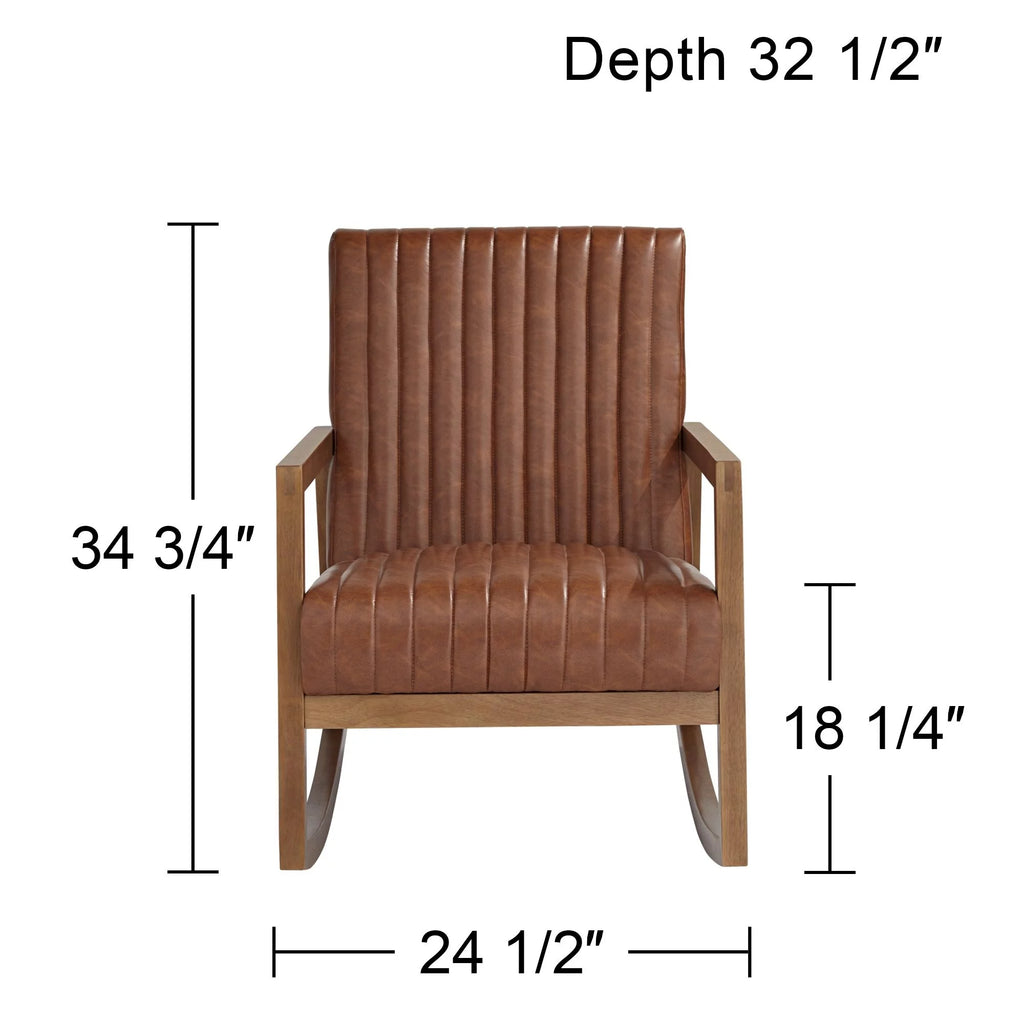 Rust Brown Wood Frame Rocking Chair U283072