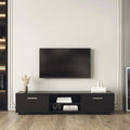 Black TV Console Table with 2 Storage Cabinet C55584