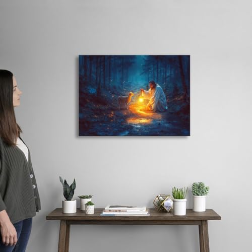 Jesus and Lamb Canvas Wall Art F735
