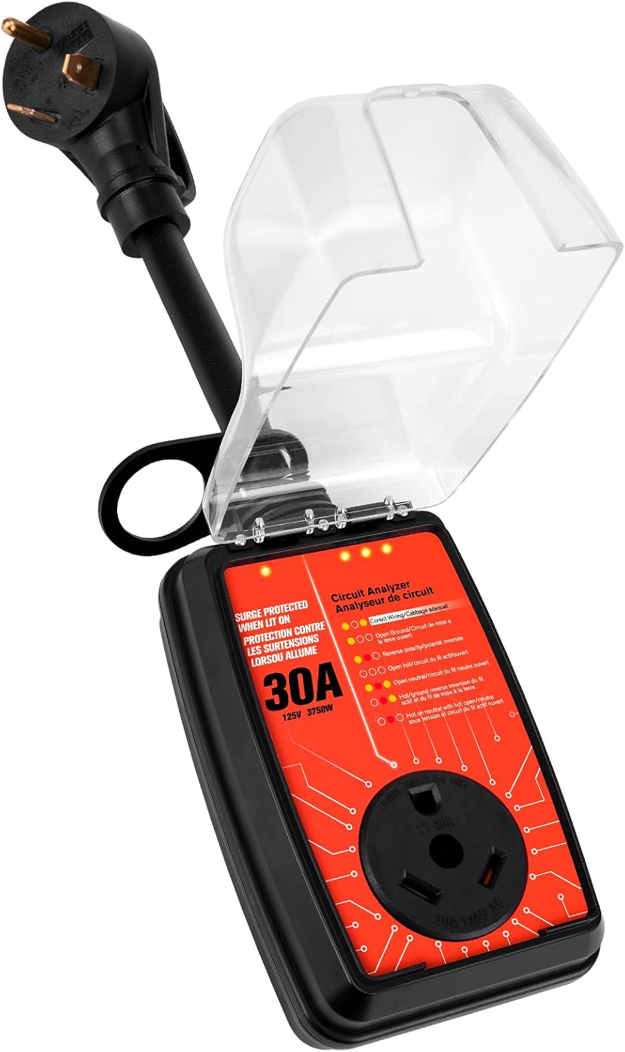 RV Surge Protector 30 Amp Circuit Analyzer with Waterproof Cover, Pack of 2 E3609