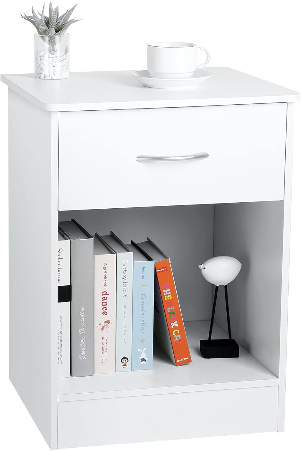 Black Nightstand with Drawers and Shelf A572302