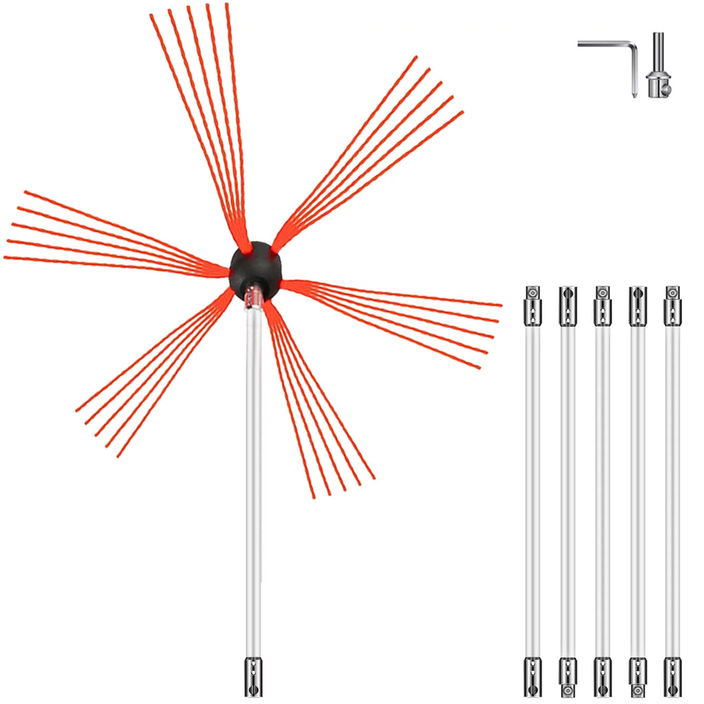 20ft 6 Rods Rotary Chimney Brush Kit V6840