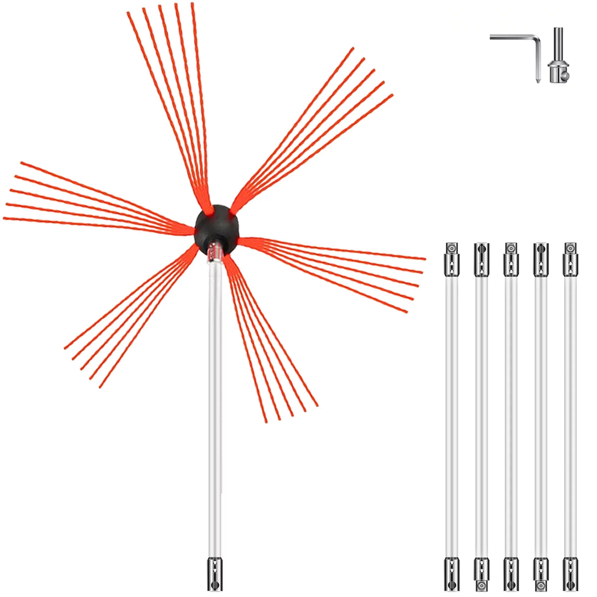 20ft 6 Rods Rotary Chimney Brush Kit V6840