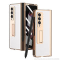 White PC + PU Leather Phone Case for Samsung Z Fold 3 5G O557709