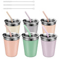12oz 6Pcs Toddler Cups with Straws, Lids and Silicone Sleeves U4138