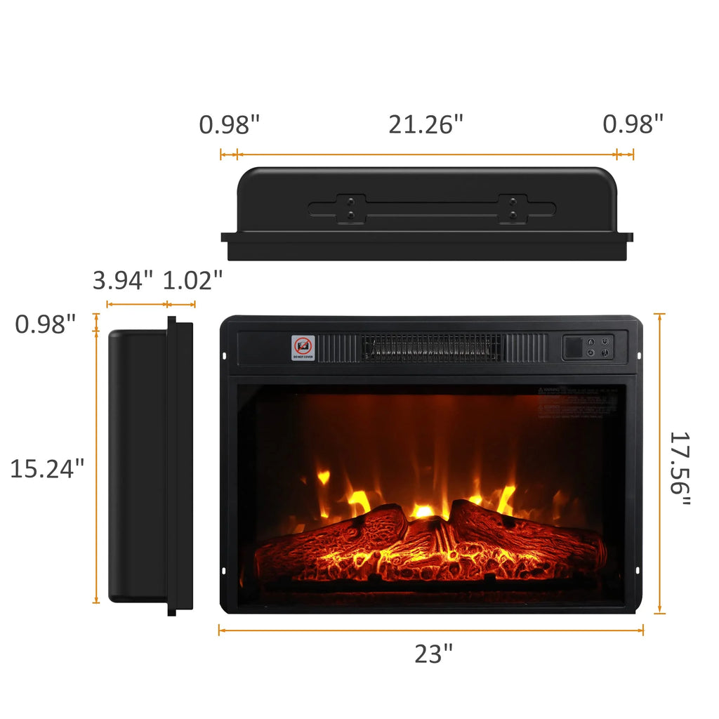 Gray Fireplace TV Stand with 23" Electric Fireplace and Storage Cabinet Y2595