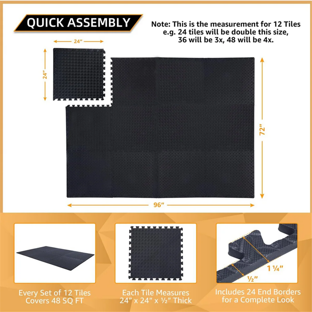 12 Pack Black Floor Exercise Mat L211
