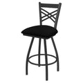 Swivel Counter Stool with Pewter Finish and Black Vinyl Seat M728025