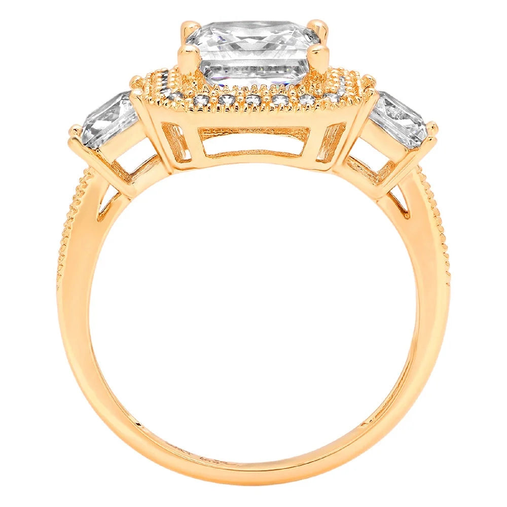 14K Yellow Gold Three-Stone Diamond Engagement Ring I849
