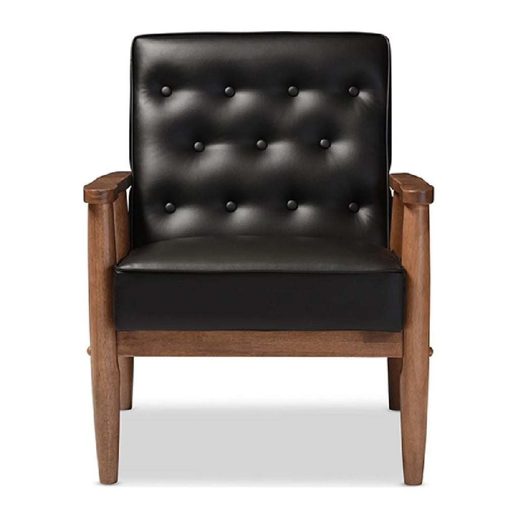 Black Faux Leather Upholstered Wooden Lounge Chair M176971