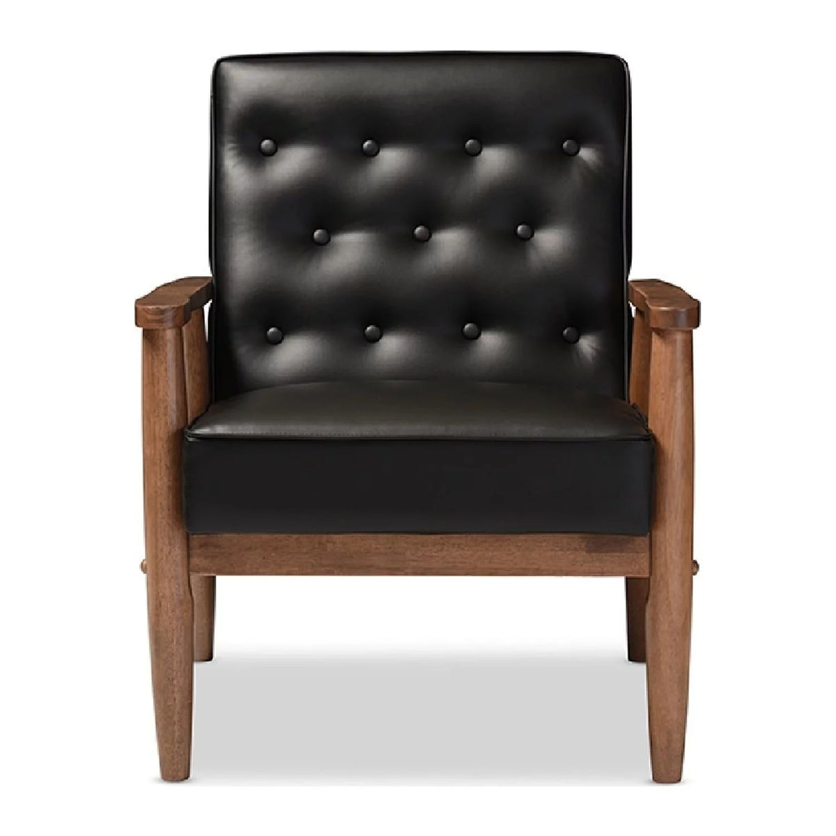Black Faux Leather Upholstered Wooden Lounge Chair M176971