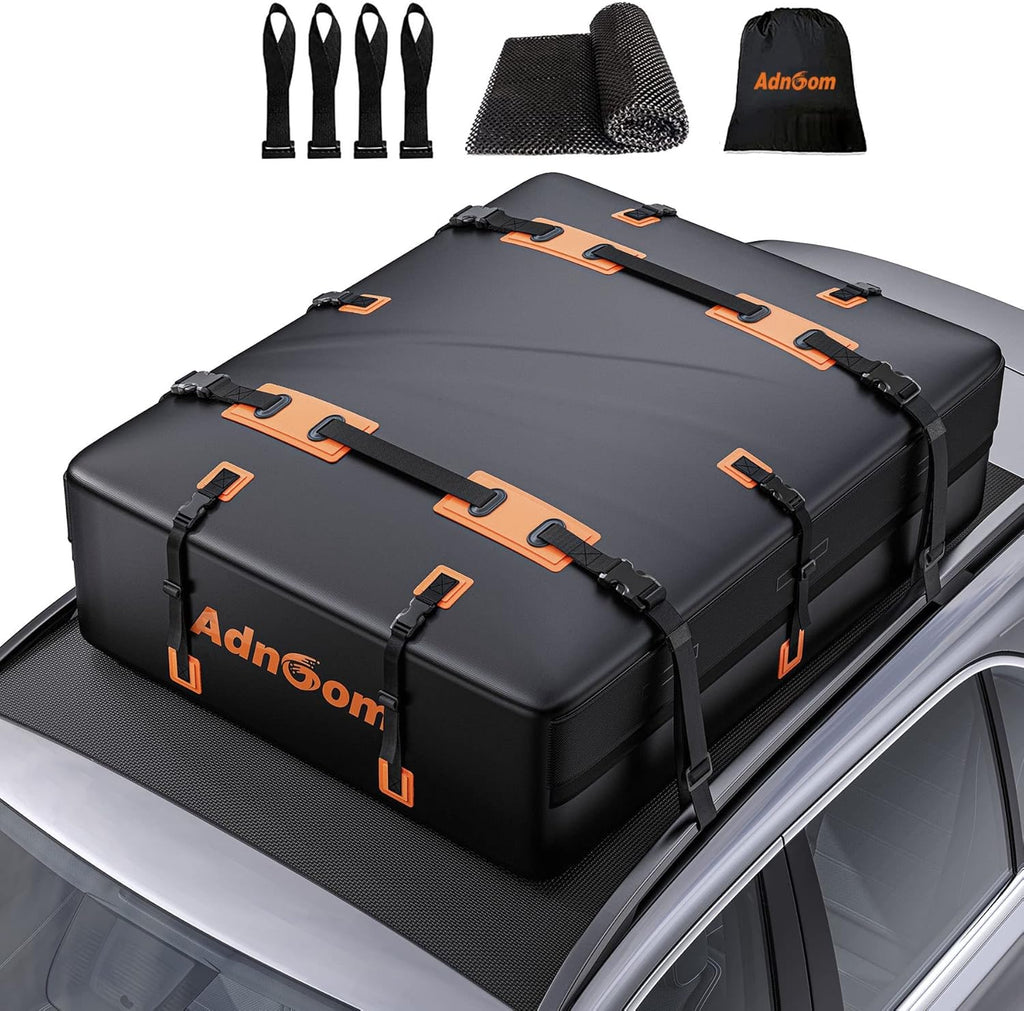 Car Rooftop Bag, 21 Cubic, 100% Waterproof, Rooftop Cargo Carrier with 10 Straps + 4 Door Hooks + Anti-Slip Mat + Storage Bag R673