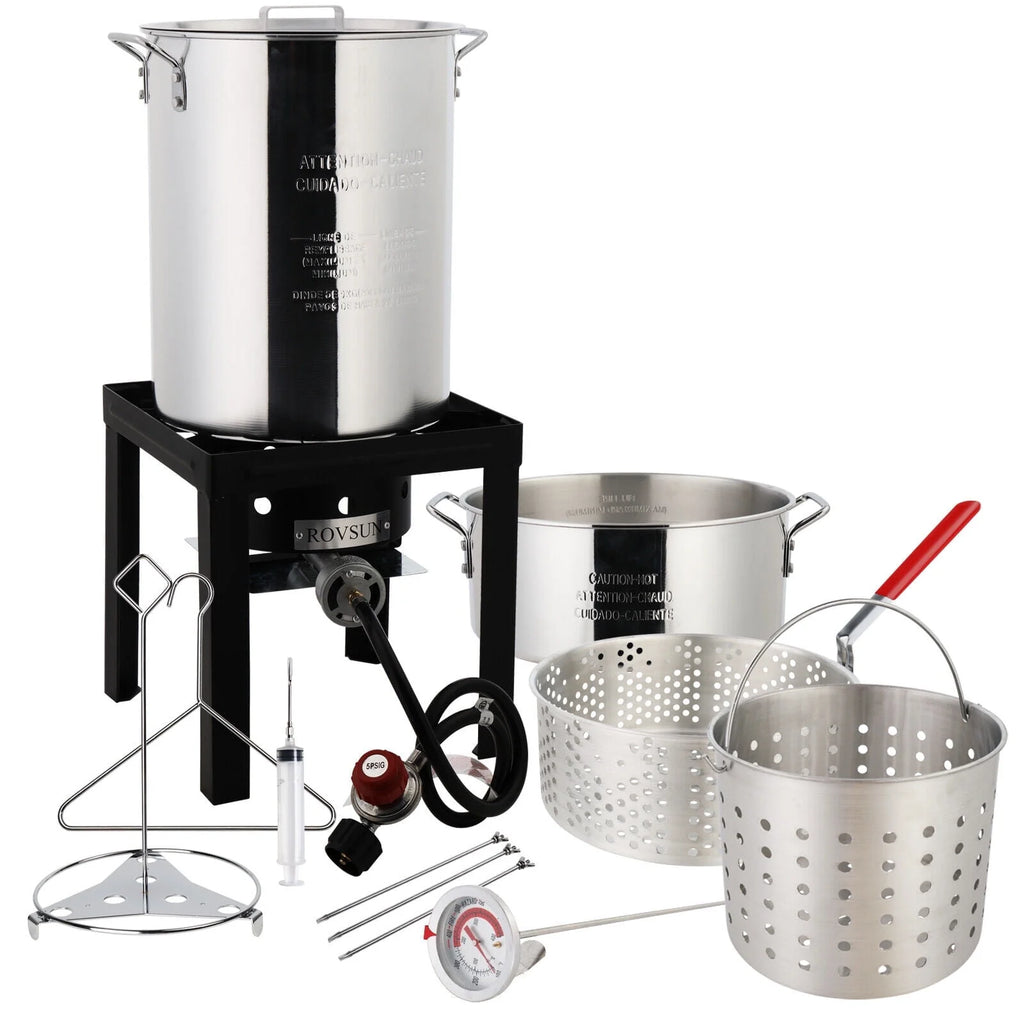 30QT Aluminum Turkey Deep Fryer & 10QT Fish Fryer Kit J409405