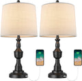 Black Metal USB Table Lamp Set of 2 L952