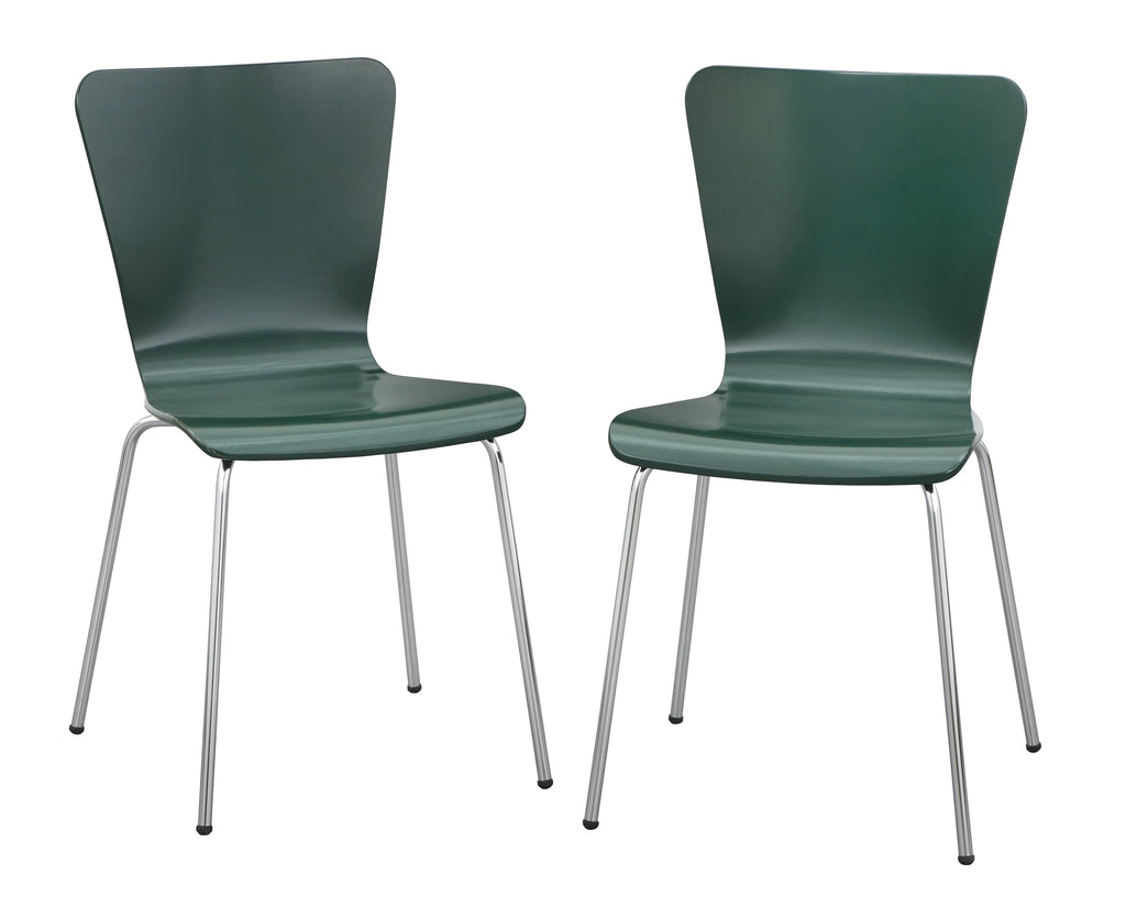 Set of 2 Dark Green Bentwood Dining Chair O375