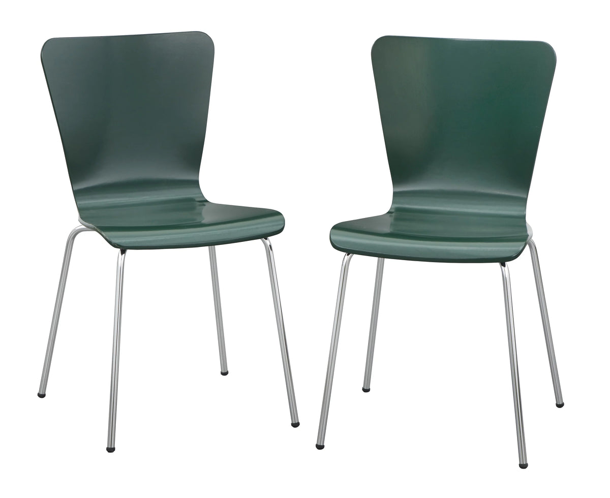 Set of 2 Dark Green Bentwood Dining Chair O375