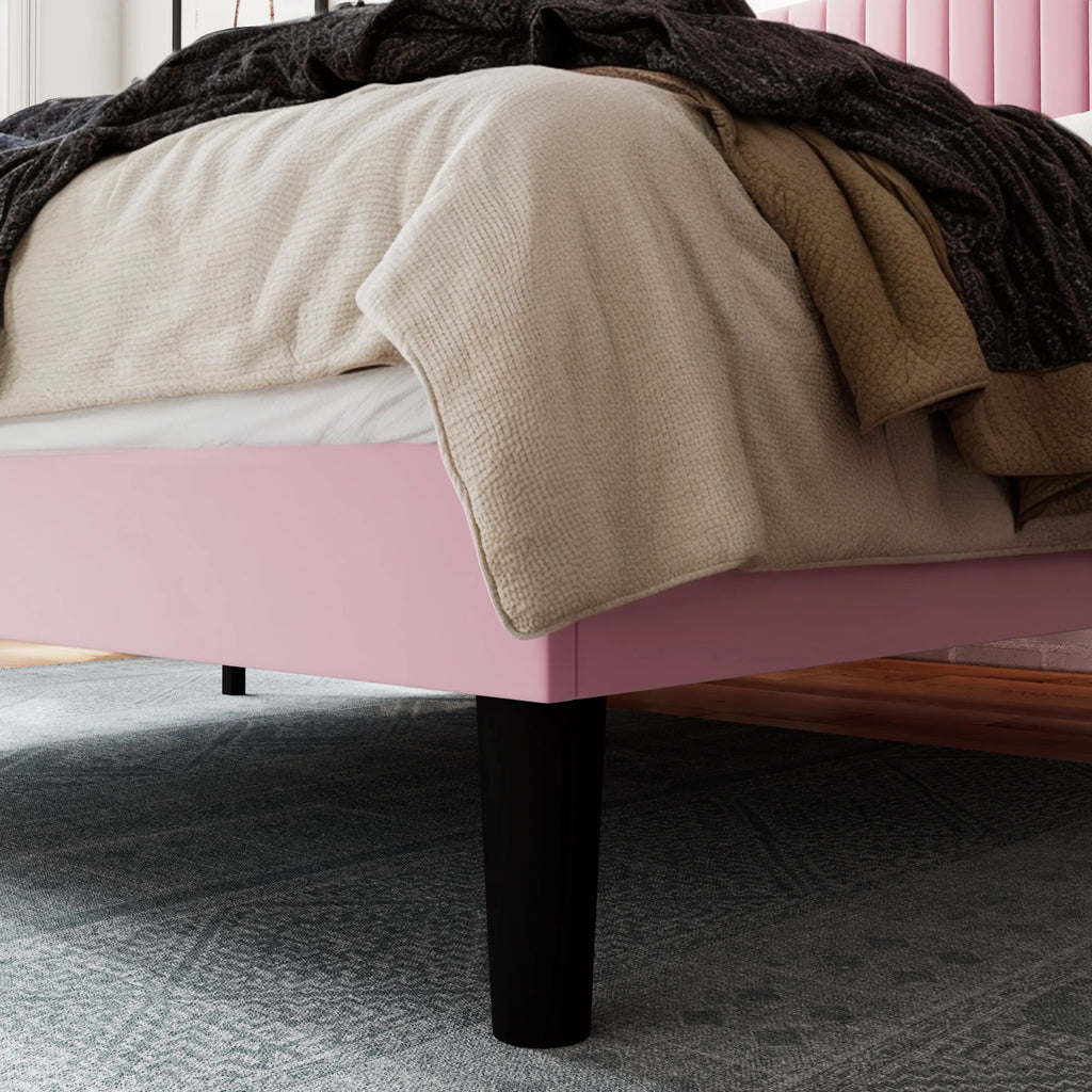 Queen Size Velvet Upholstered Platform Bed Frame D6865