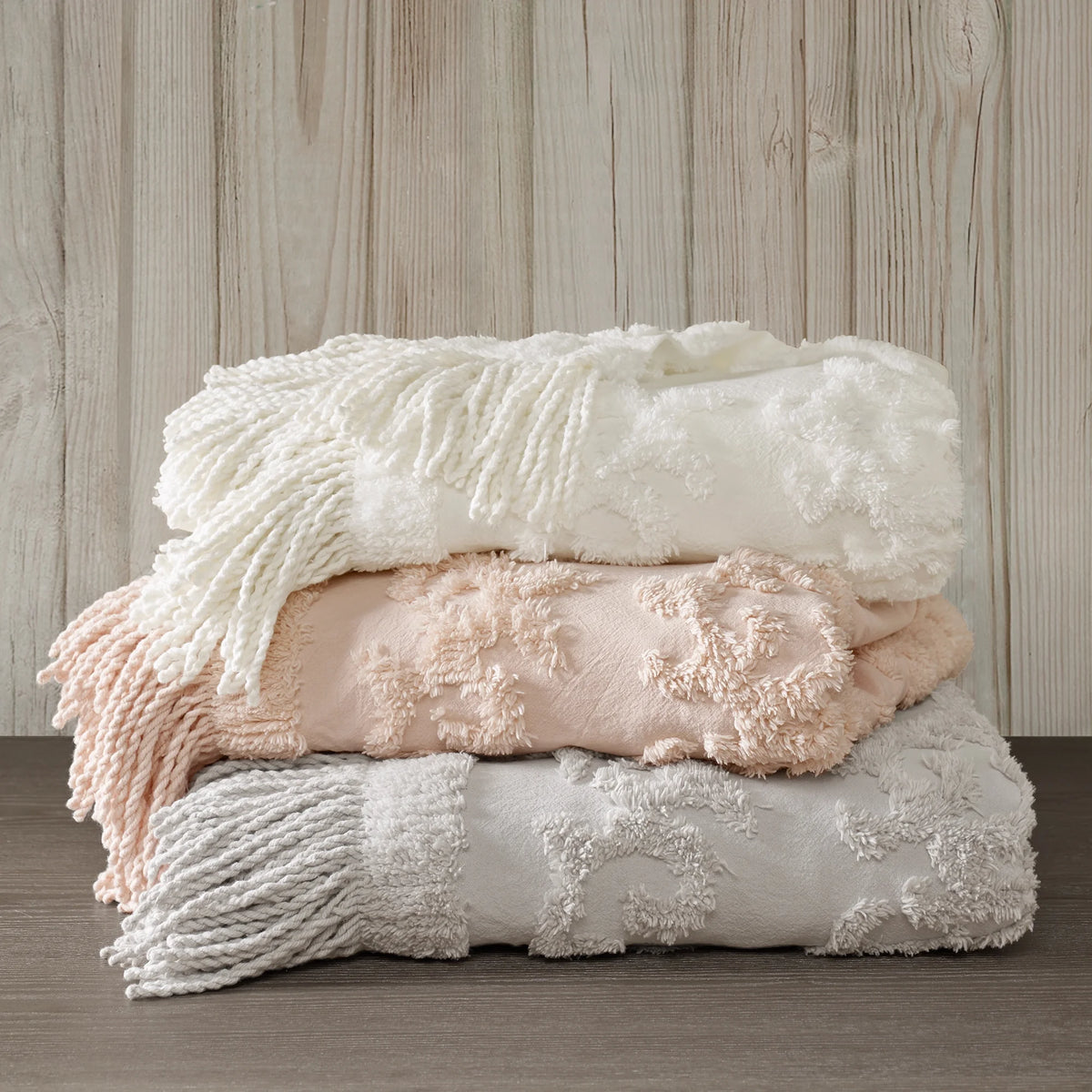 Off-White Chenille Tufted Throw, 50" x 60" A6928