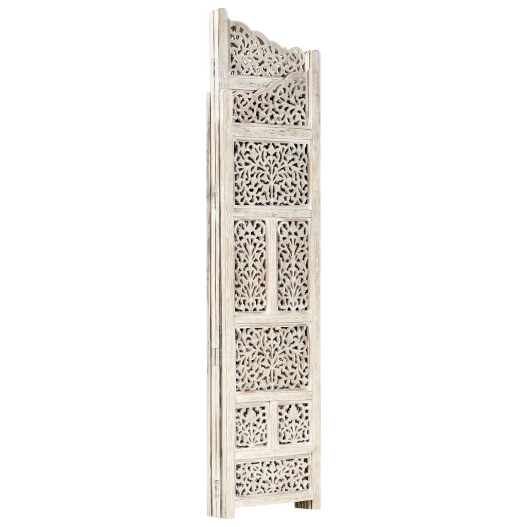 White 4-Panel Solid Mango Wood Room Divider H191