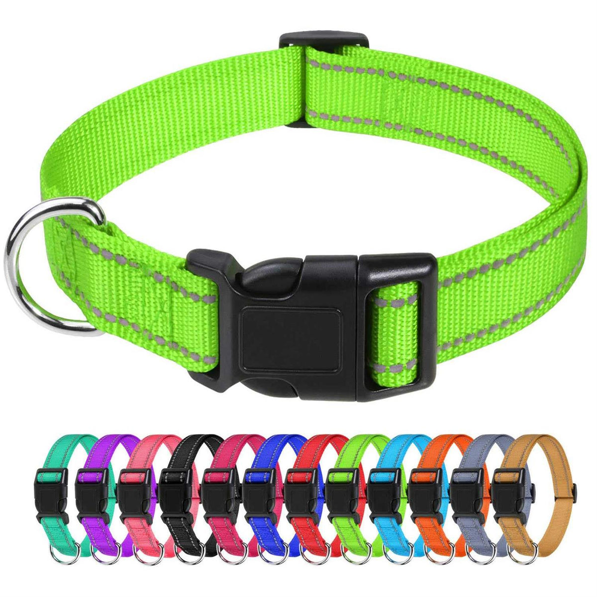 Reflective Nylon Adjustable Dog Collar with Quick Release Buckle N529055