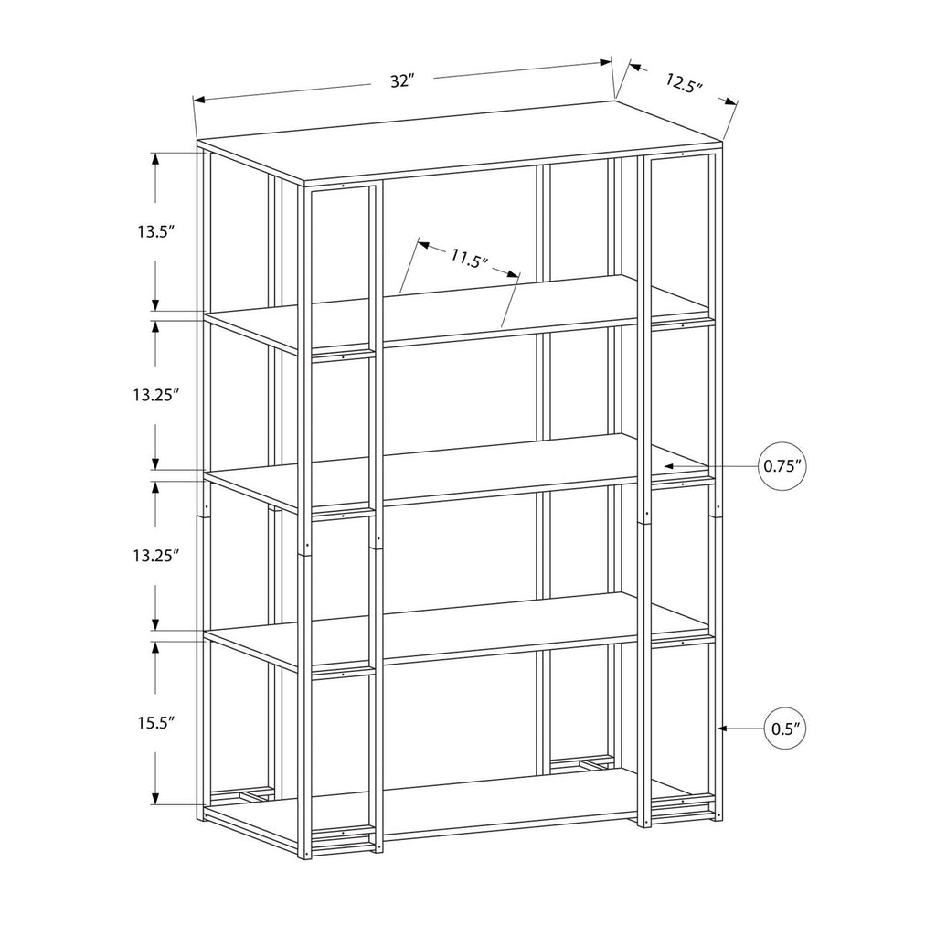 Silver Metal Bookcase F90039