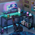 52" L Shaped Gaming Desk with LED Lights and Power Outlet Z8357