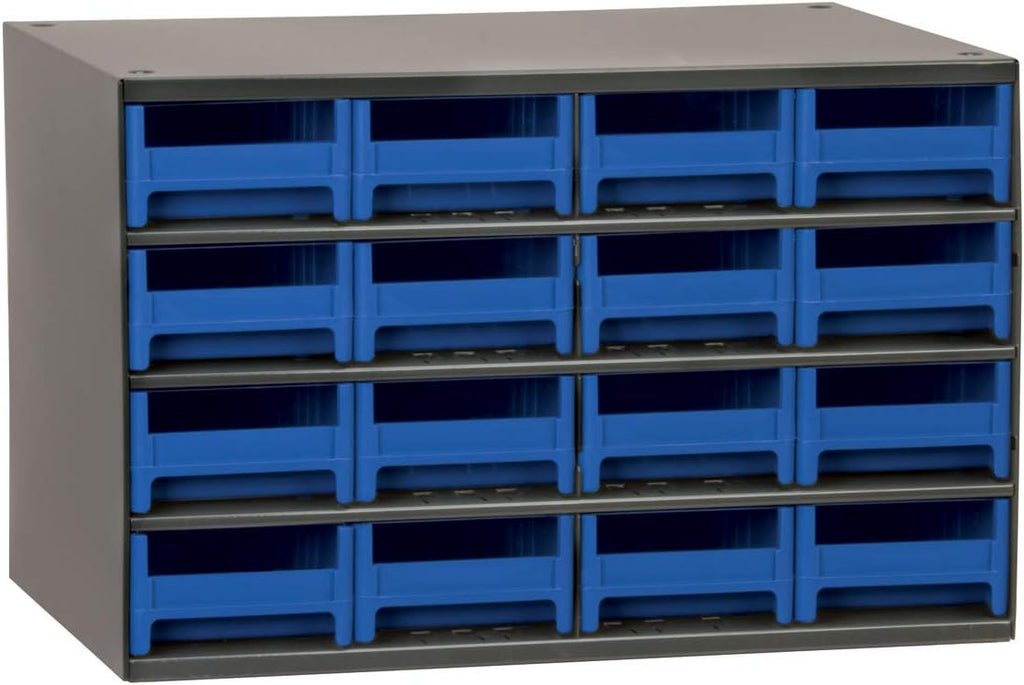 16-Drawer Steel Parts Craft Storage Cabinet Hardware Organizer, Gray, Black G68173