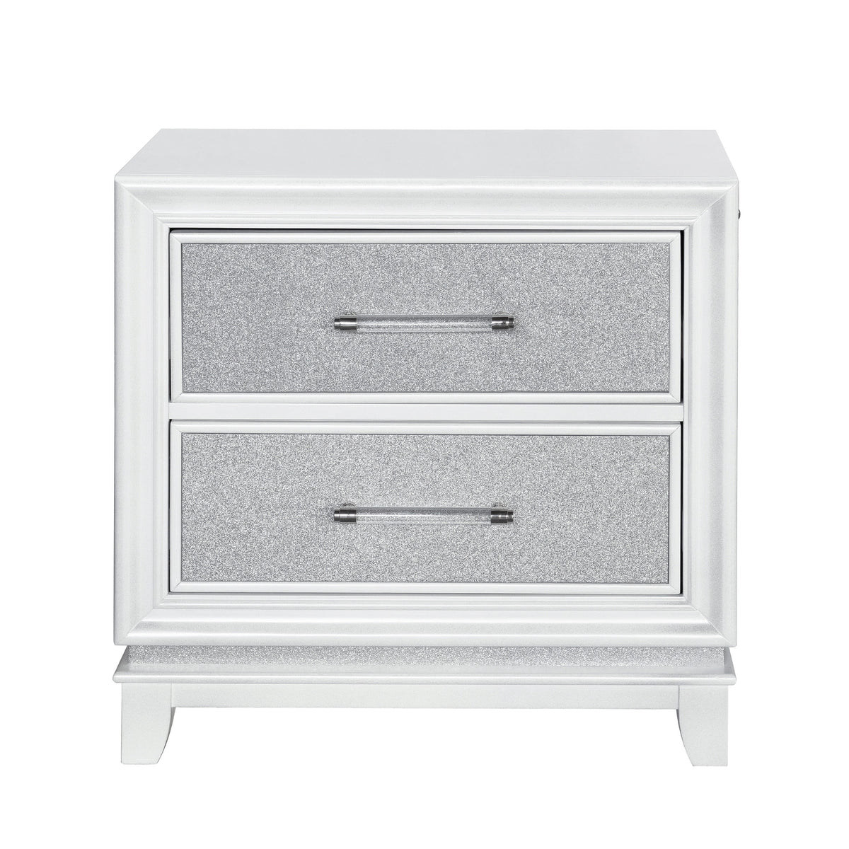 King 5-Piece Bedroom Set with LED Lights, Tufted Bed, Dresser, Mirror, and 2 Nightstands in Pearlized White G268