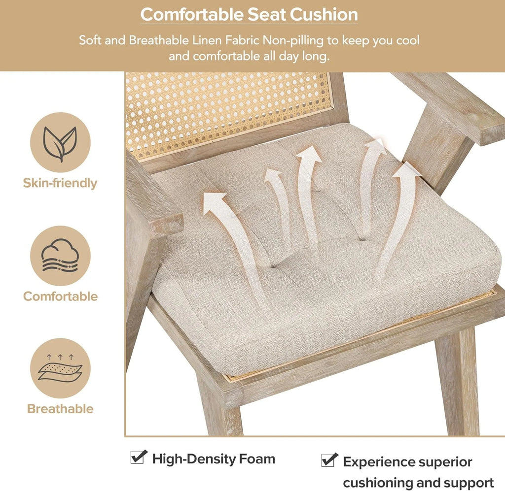 Mid Century Modern Accent Chair with Rattan Backrest and Padded Seat C40143