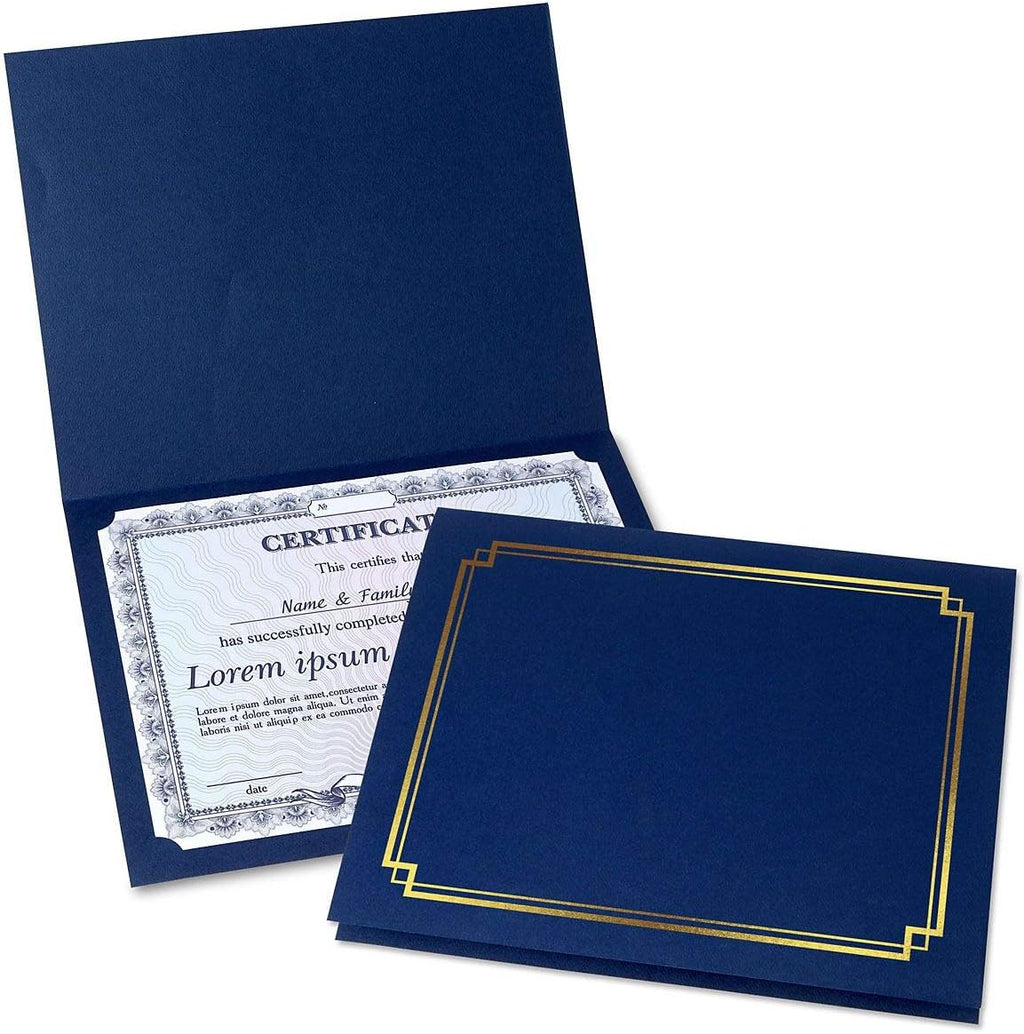 Black & Gold Certificate Holders, Pack of 25, Linen Cover, 9-1/2 x 12 Y357