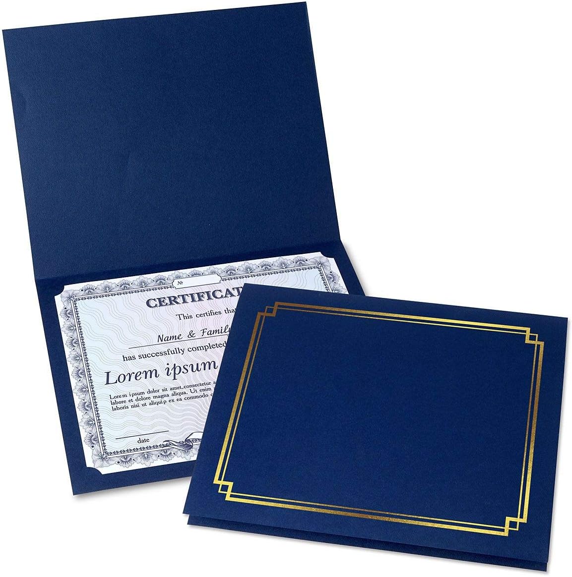 Black & Gold Certificate Holders, Pack of 25, Linen Cover, 9-1/2 x 12 Y357