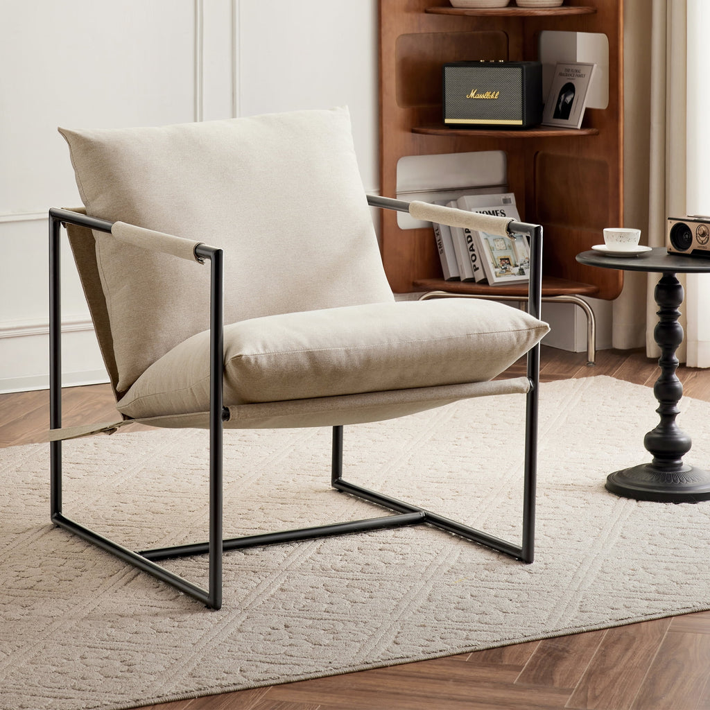 Wheat Yellow Metal Sling Accent Chairs Set of 2 A956569