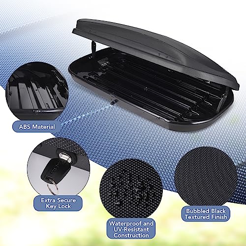 Black Dual-Side Opening Hard-Shell Roof Cargo Box Carrier W44816