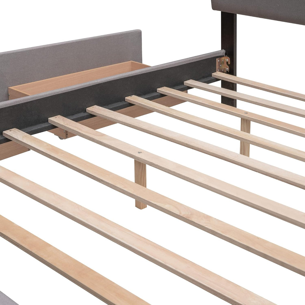 Light Gray Upholstered Platform Bed with Drawers Z52108